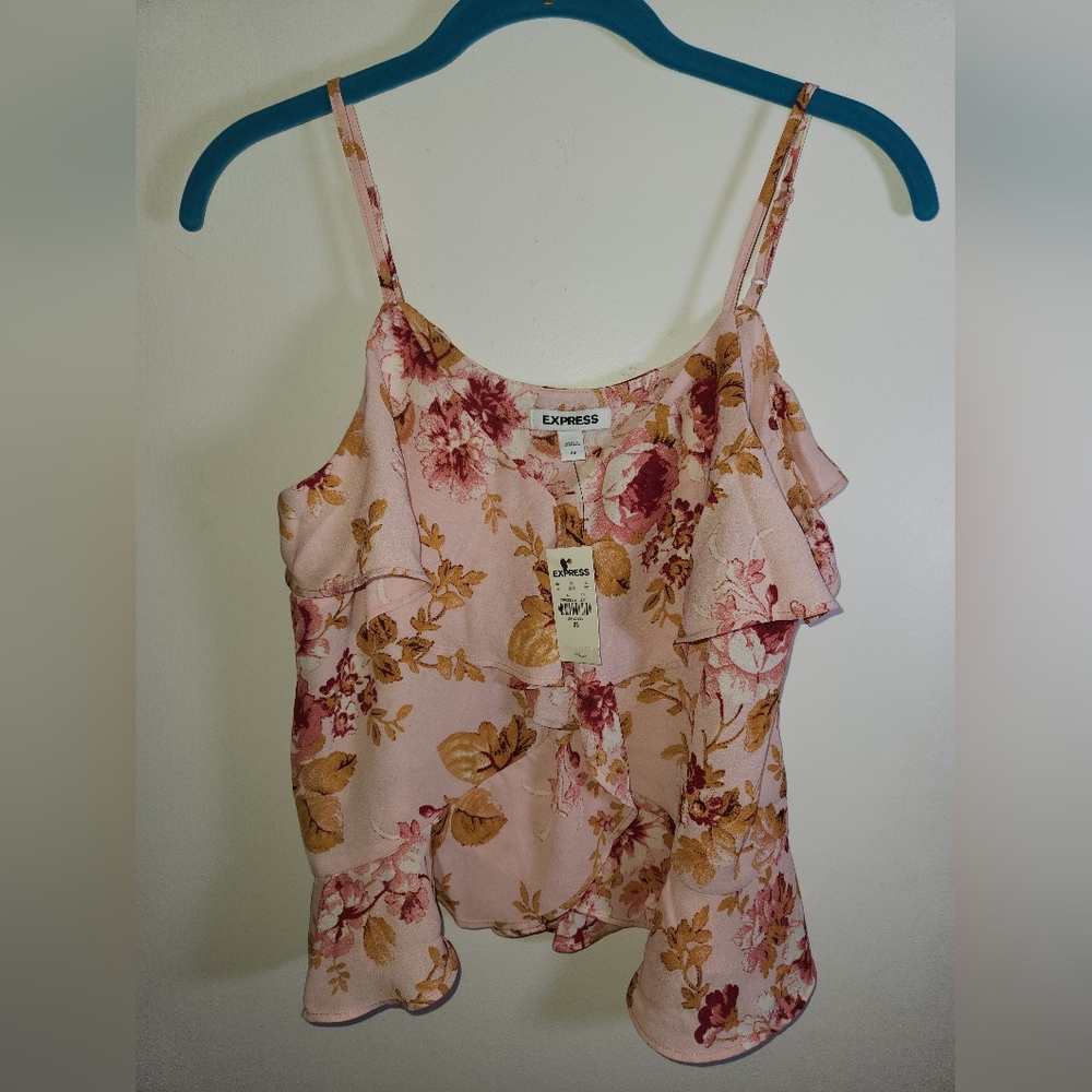 NWT Express Floral Ruffle Tank Top XSmall